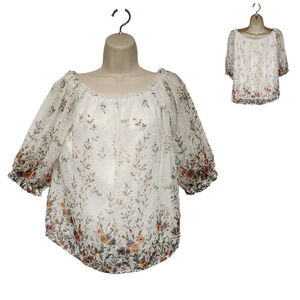 Orchid Floral Off the Shoulder Roxie Top Women's Size Small Multicolor White